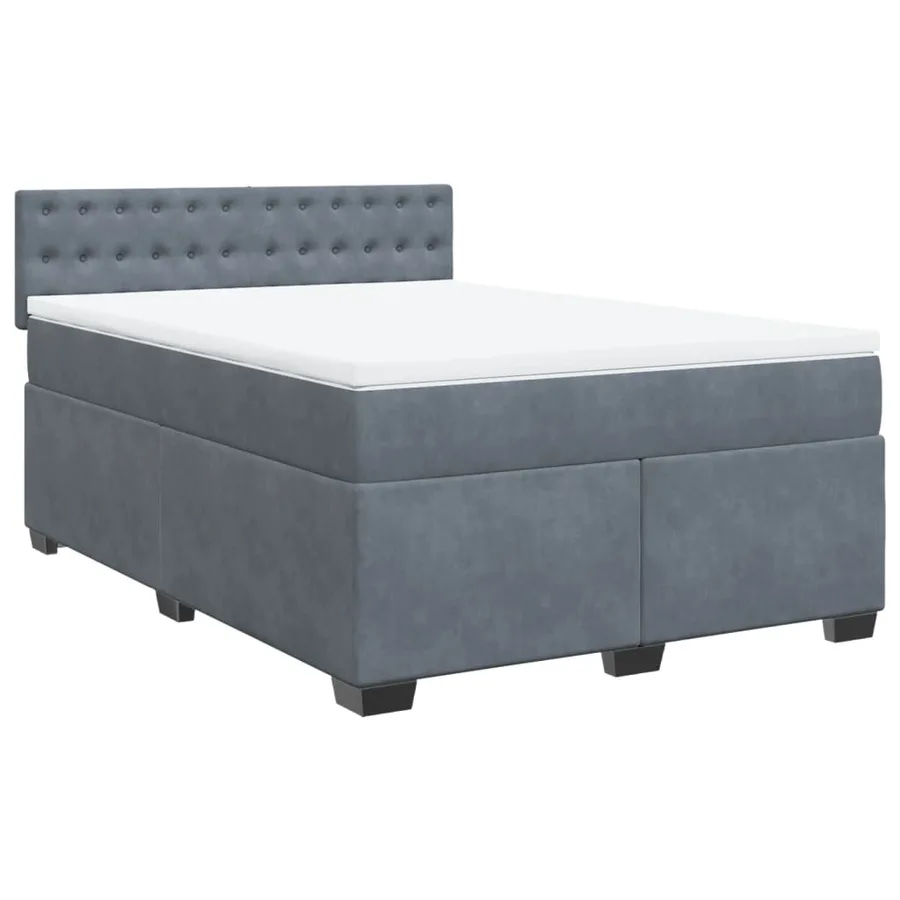 Sommier à lattes de lit et matelas Gris foncé 140x190cm Velours - 2