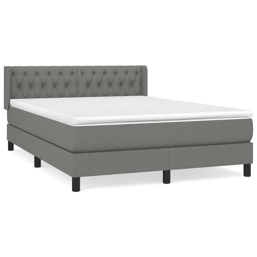 Sommier à lattes de lit avec matelas Gris foncé 140x190cm Tissu - 2