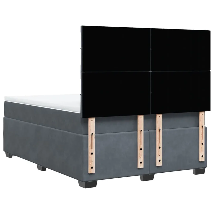 Sommier à lattes de lit et matelas Gris foncé 140x190cm Velours - 10