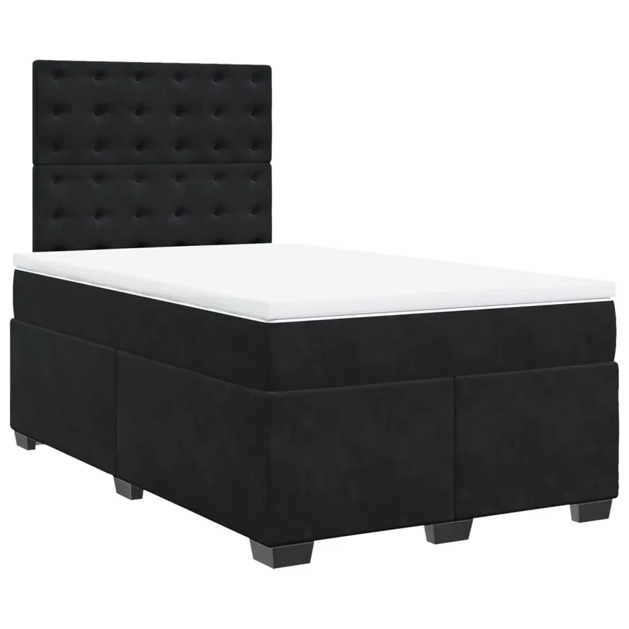 Sommier à lattes de lit avec matelas Noir 120x200 cm Velours - 2