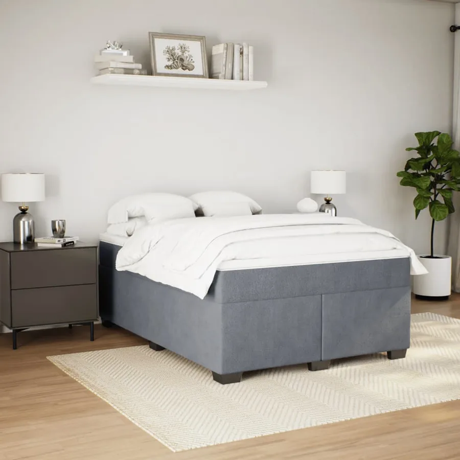 Sommier à lattes de lit et matelas Gris foncé 140x190cm Velours - 3