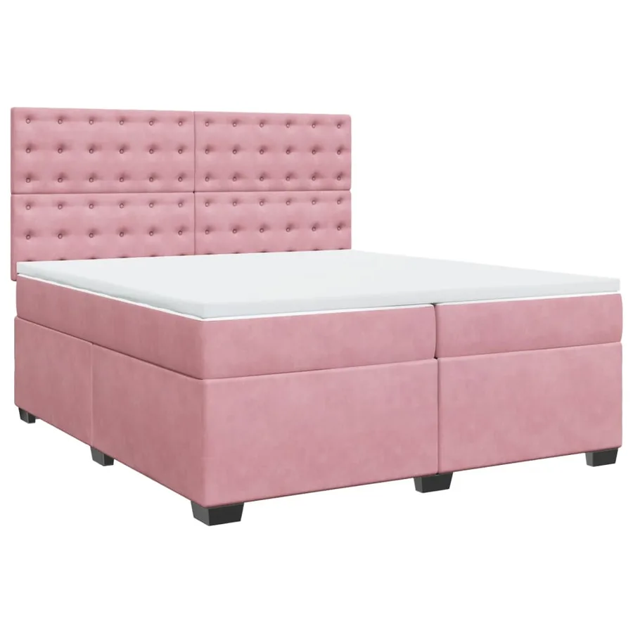 Sommier à lattes de lit avec matelas Rose 200x200 cm Velours - 2