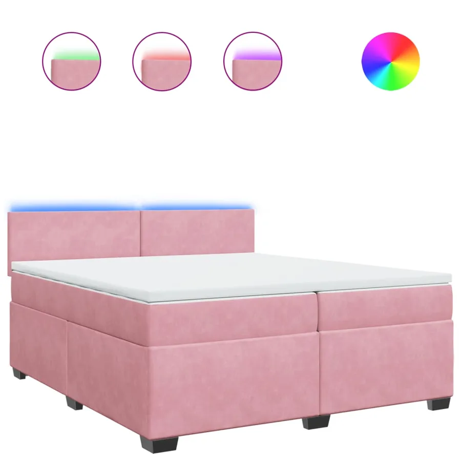 Sommier à lattes de lit avec matelas Rose 200x200 cm Velours - 2