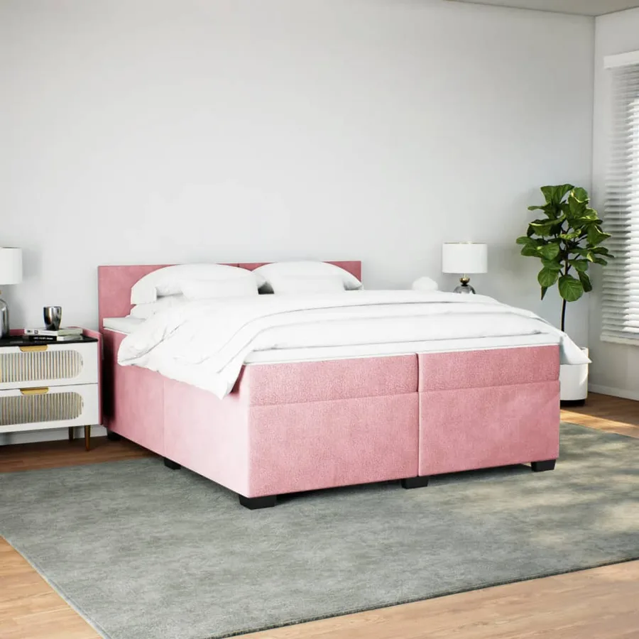 Sommier à lattes de lit avec matelas Rose 200x200 cm Velours - 5
