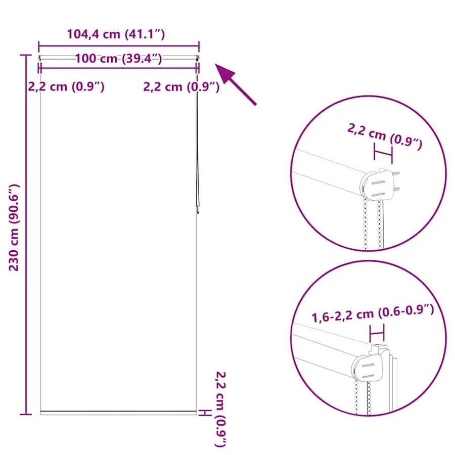 Store enrouleur occultant 104,4 x 230 cm, largeur du tissu 100 cm, gris - 18