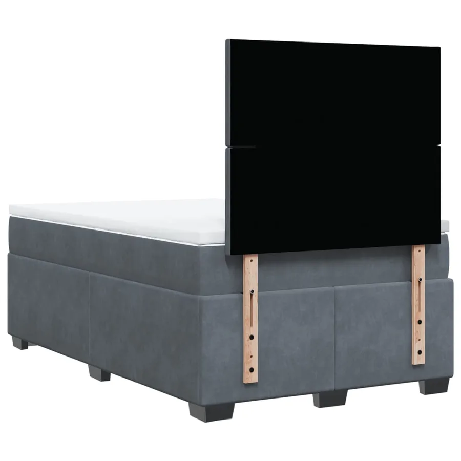 Sommier à lattes de lit et matelas Gris foncé 120x200cm Velours - 10
