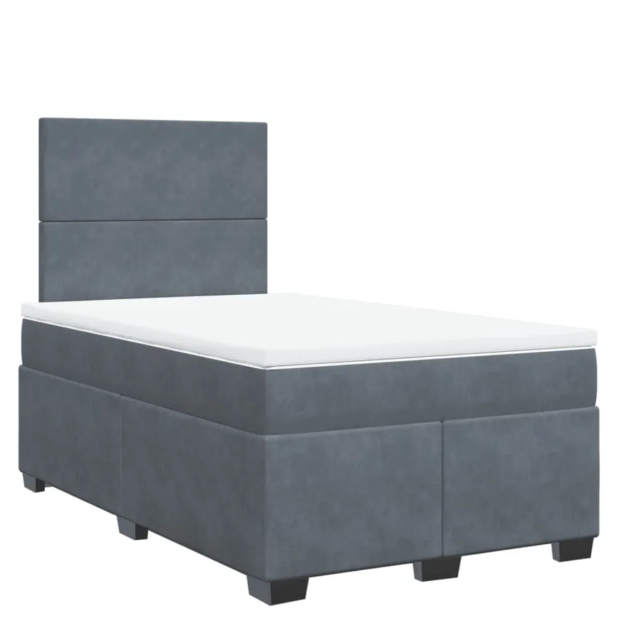 Sommier à lattes de lit et matelas Gris foncé 120x200cm Velours - 2