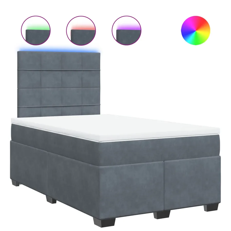 Sommier à lattes de lit et matelas gris foncé 120x190cm velours - 2
