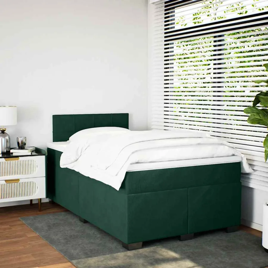 Sommier à lattes de lit avec matelas vert foncé 120x190 cm - 4
