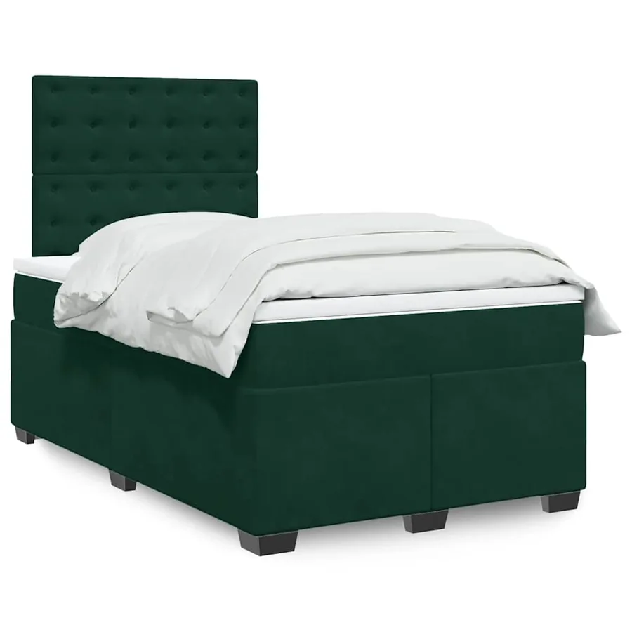 Sommier à lattes de lit avec matelas vert foncé 120x190 cm