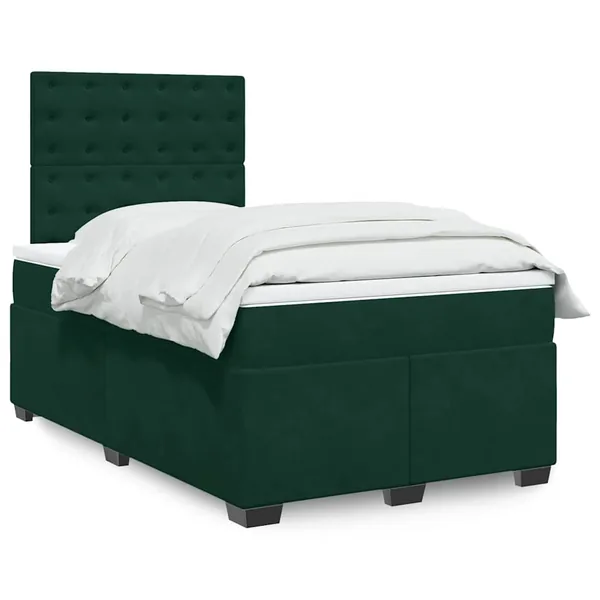 Sommier à lattes de lit avec matelas vert foncé 120x190 cm