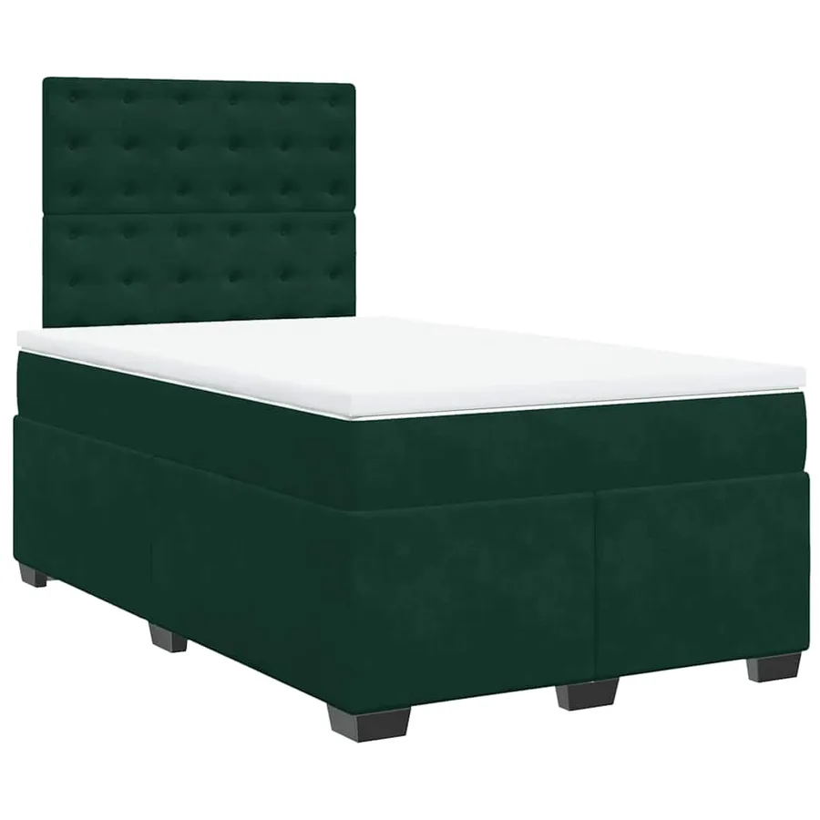 Sommier à lattes de lit avec matelas vert foncé 120x190 cm - 3