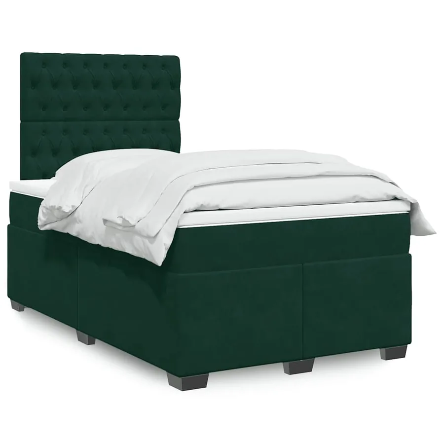Sommier à lattes de lit avec matelas vert foncé 120x190 cm