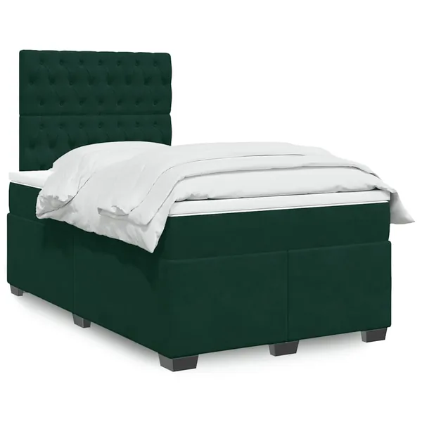 Sommier à lattes de lit avec matelas vert foncé 120x190 cm