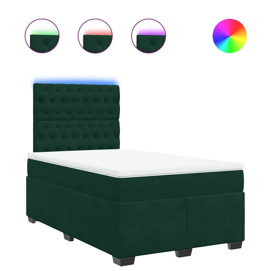 Sommier à lattes de lit avec matelas vert foncé 120x190 cm - 2