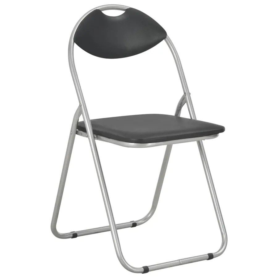 Chaises pliantes à manger lot de 6 noir similicuir - 2