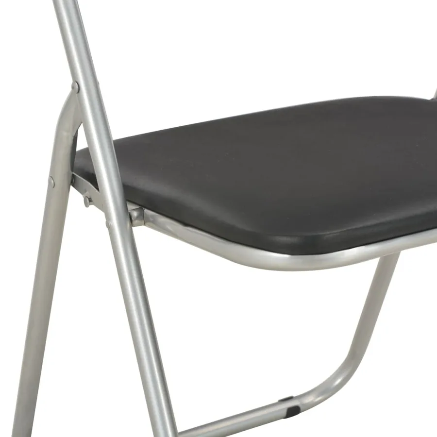 Chaises pliantes à manger lot de 6 noir similicuir - 6
