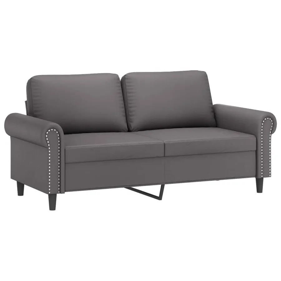 Ensemble de canapés 3 pcs avec coussins gris similicuir - 4