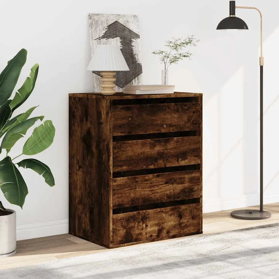 Commode d'angle chêne fumé 60x41x76 cm bois d'ingénierie - 3