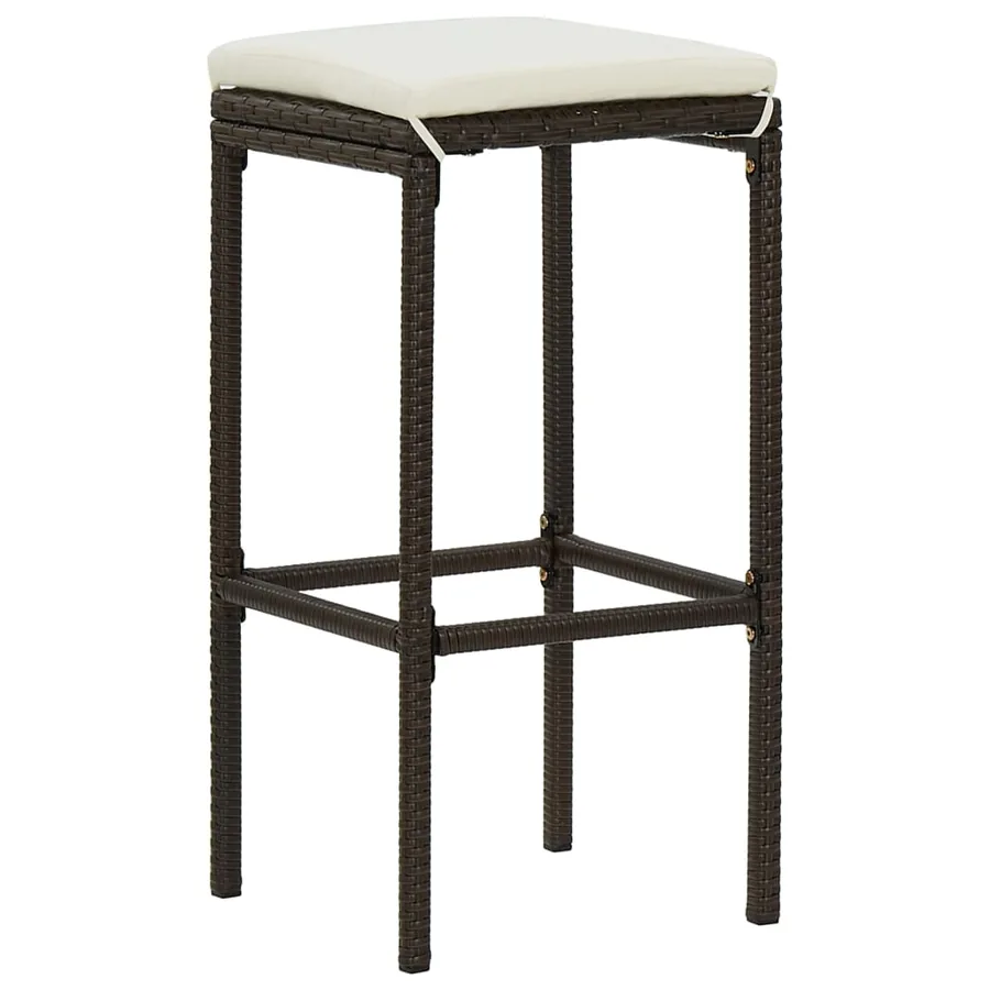 Tabourets de bar avec coussins lot de 4 marron résine tressée - 2