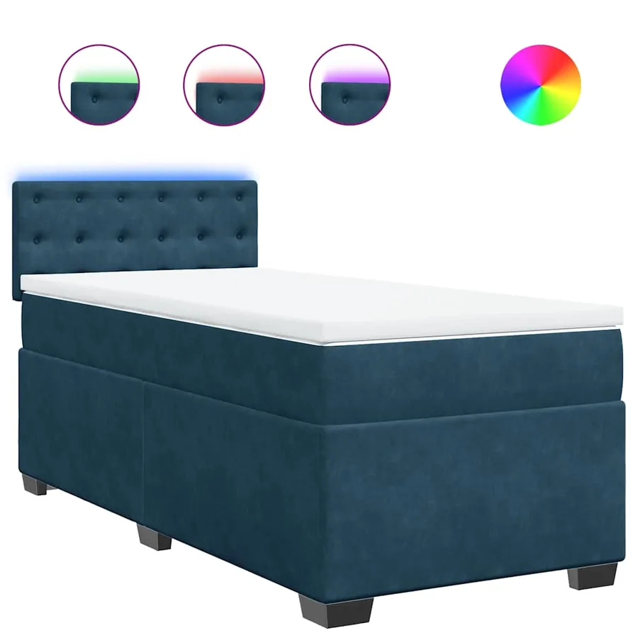 Sommier à lattes de lit avec matelas bleu 90x200 cm velours - 2