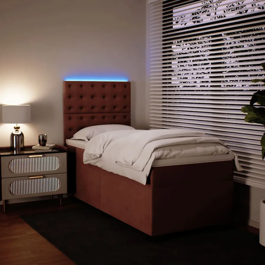 Sommier à lattes de lit avec matelas Rose 90x200 cm Velours - 4