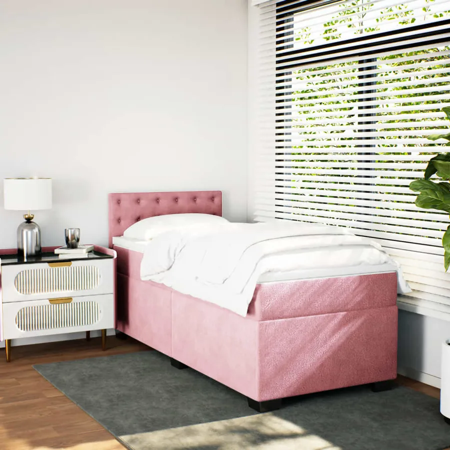 Sommier à lattes de lit avec matelas Rose 90x200 cm Velours - 3