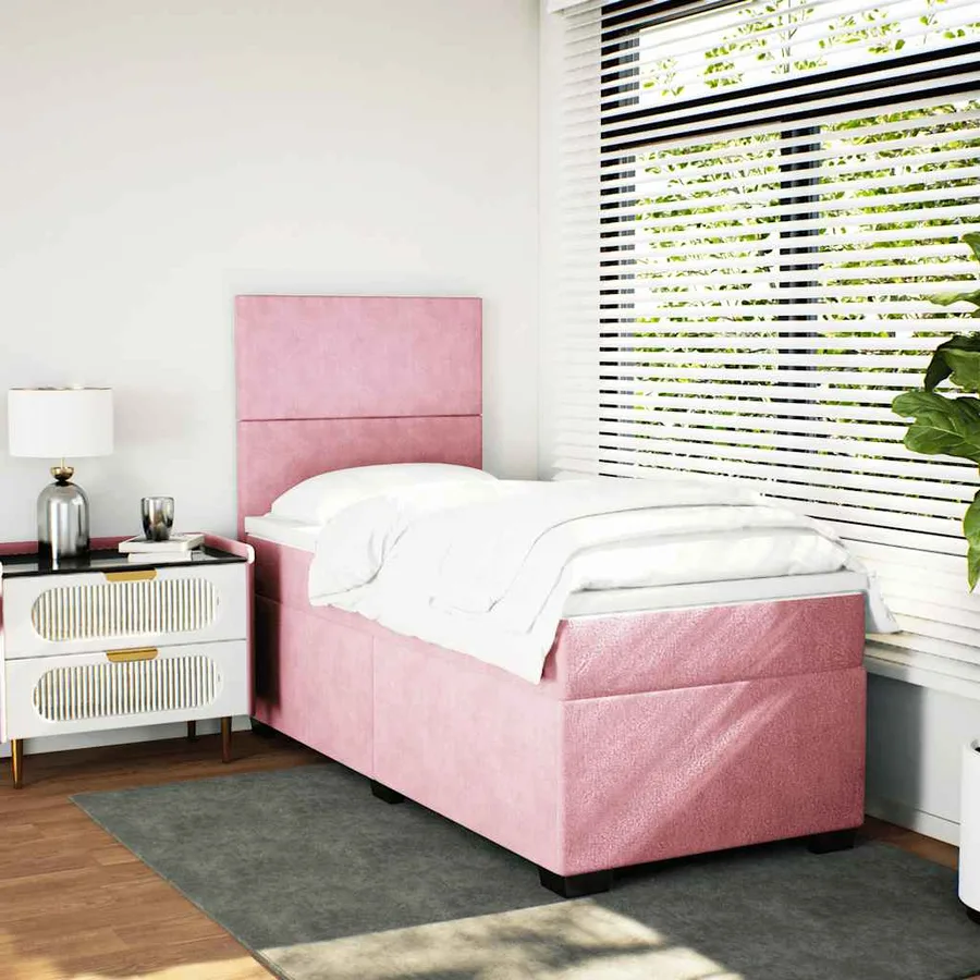 Sommier à lattes de lit avec matelas Rose 100x200 cm Velours - 4