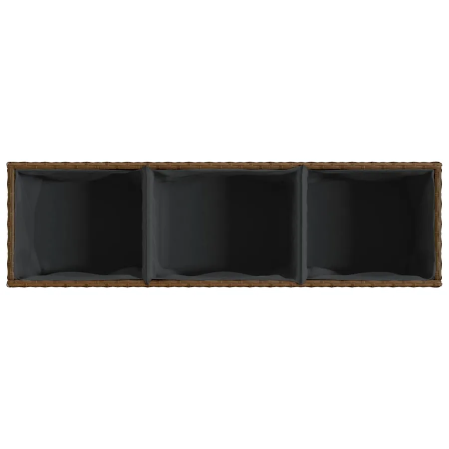 Jardinière avec roulettes et 3 pots marron 107x32x38 cm rotin - 8