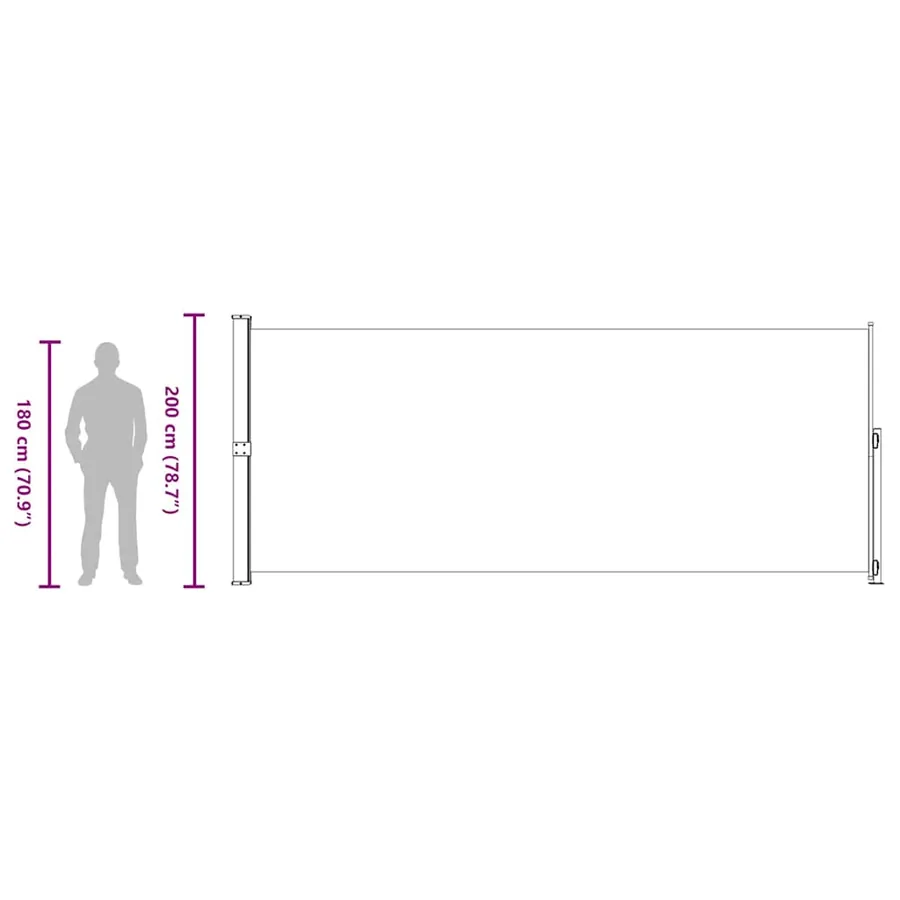 Auvent latéral rétractable de patio 200x500 cm Crème - 11
