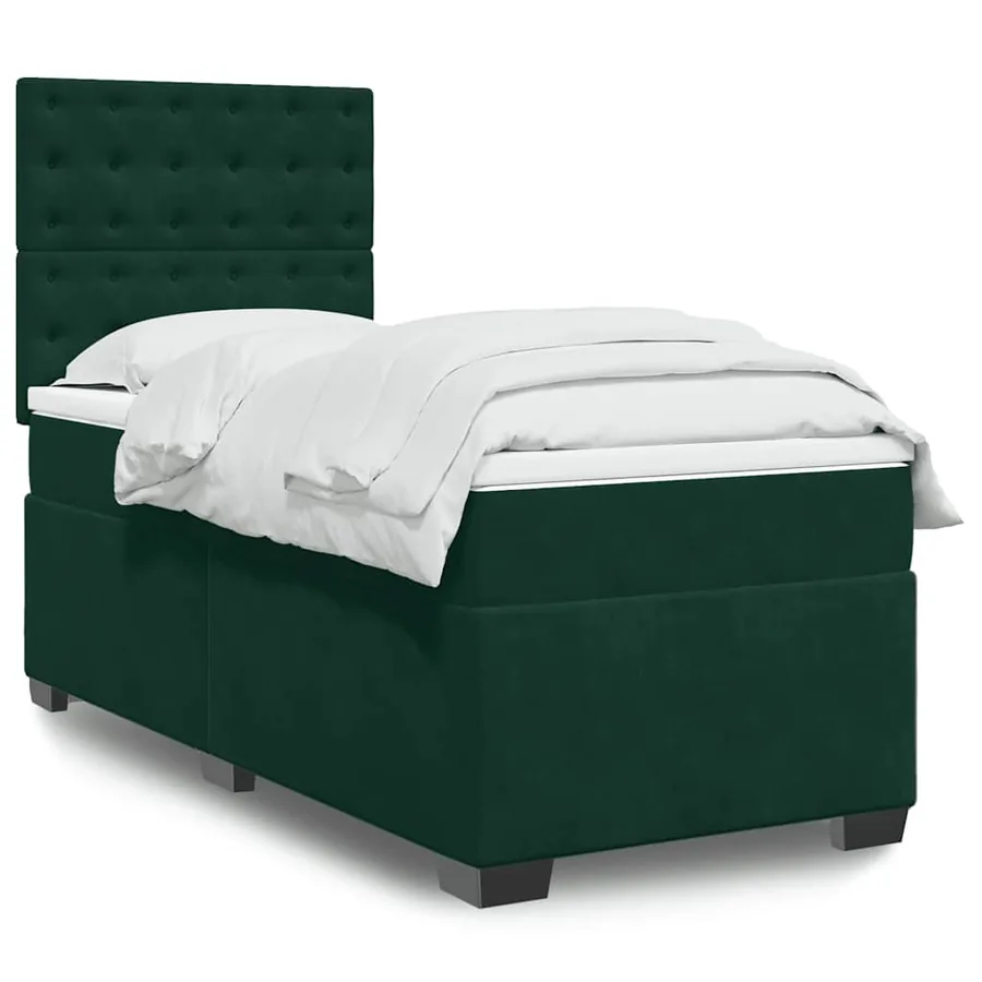 Sommier à lattes de lit avec matelas Vert foncé 100x200 cm