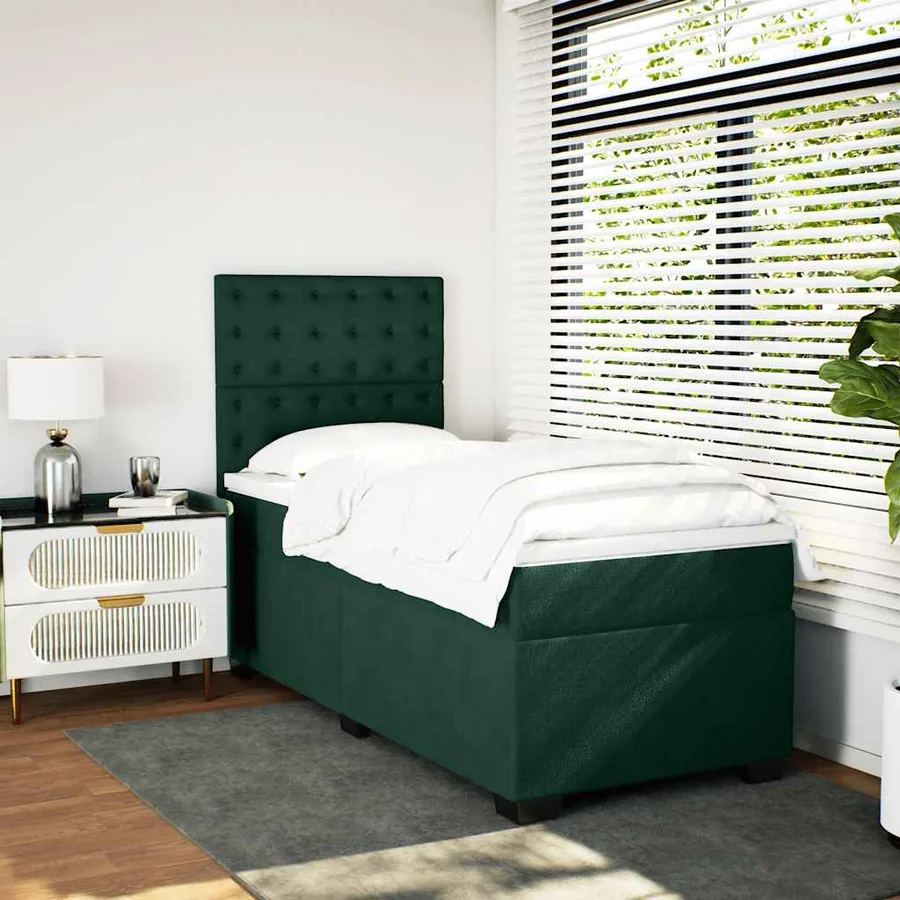 Sommier à lattes de lit avec matelas Vert foncé 100x200 cm - 3