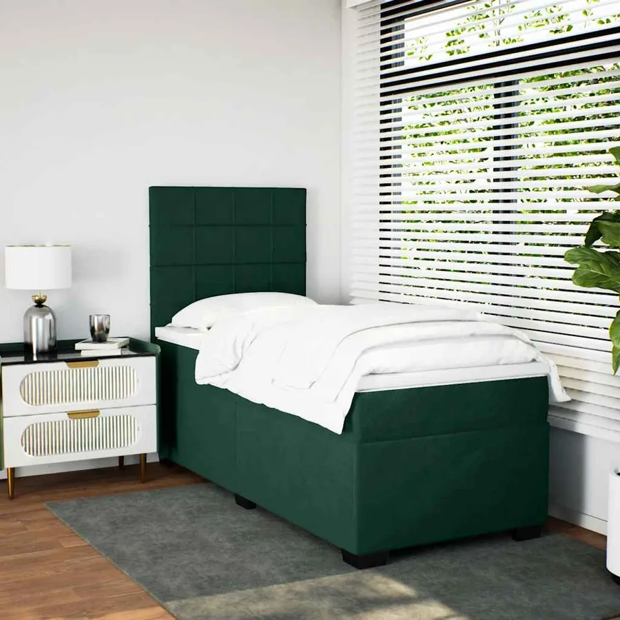 Sommier à lattes de lit avec matelas Vert foncé 100x200 cm - 3