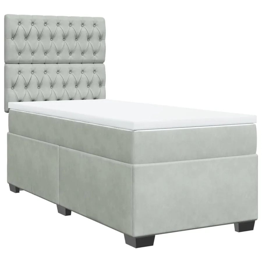 Sommier à lattes de lit et matelas Gris clair 100x200cm Velours - 2