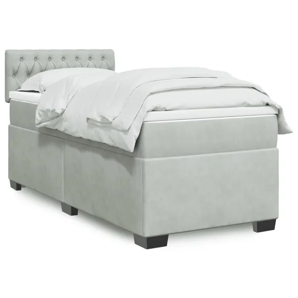 Sommier à lattes de lit et matelas Gris clair 100x200cm Velours