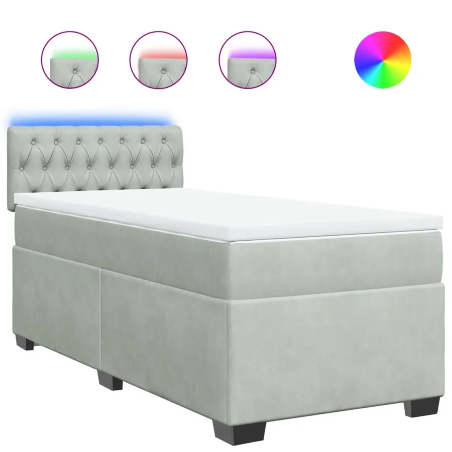 Sommier à lattes de lit et matelas Gris clair 100x200cm Velours - 2