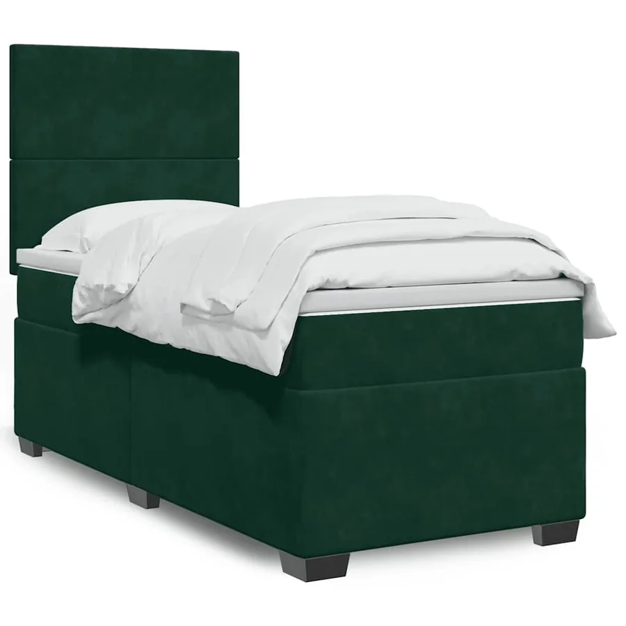 Sommier à lattes de lit avec matelas Vert foncé 100x200 cm