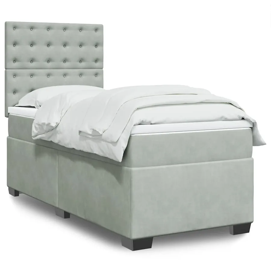 Sommier à lattes de lit et matelas Gris clair 100x200cm Velours