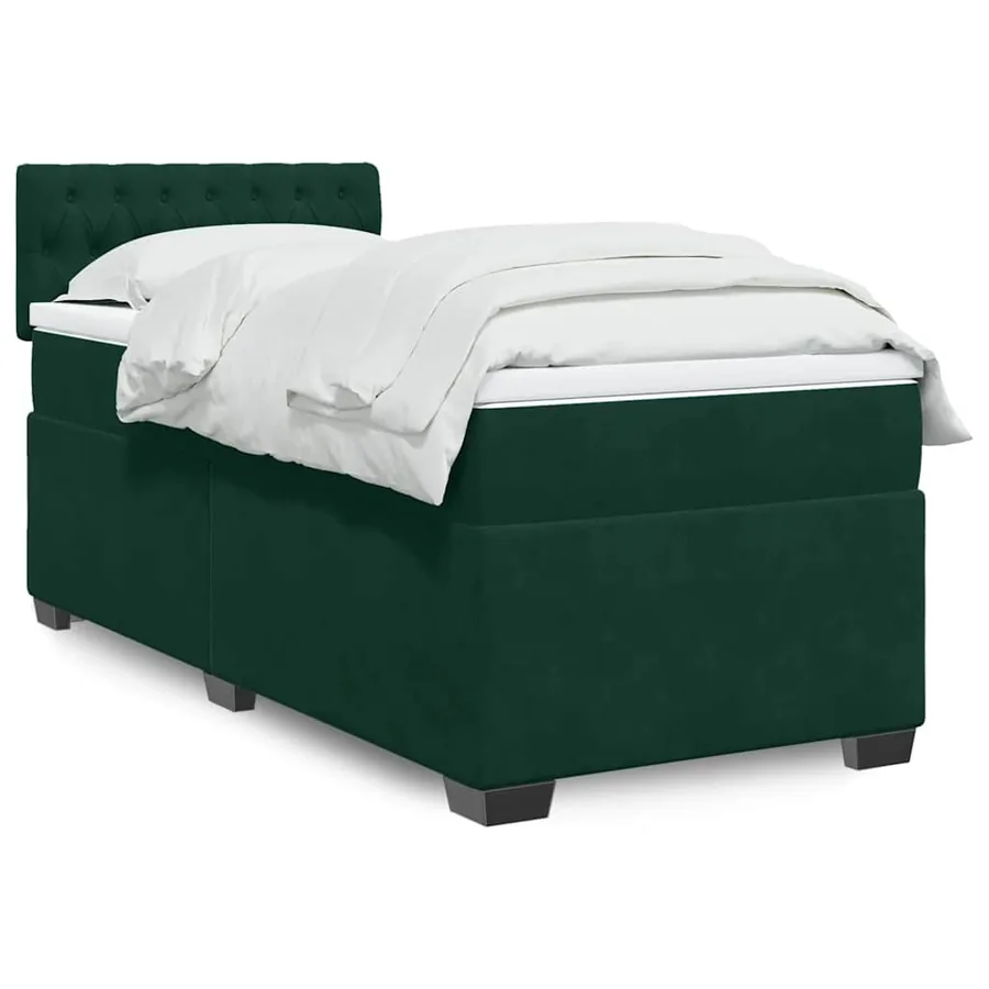 Sommier à lattes de lit avec matelas Vert foncé 100x200 cm