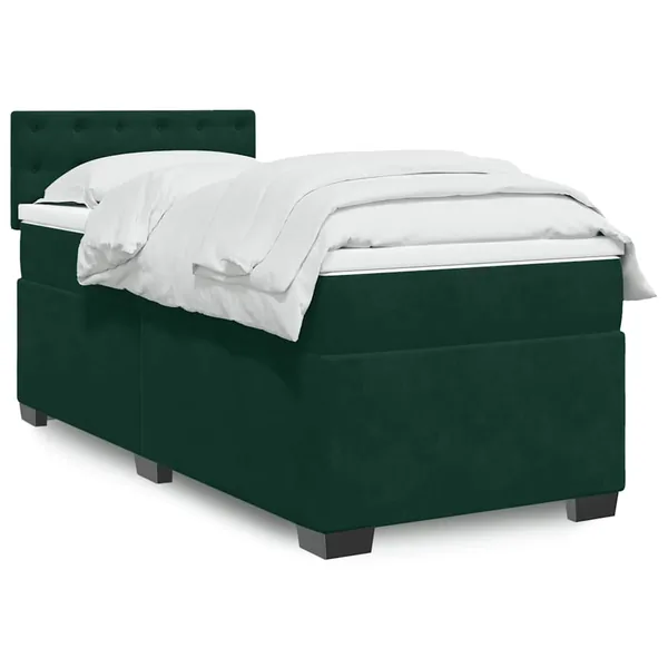 Sommier à lattes de lit avec matelas Vert foncé 100x200 cm