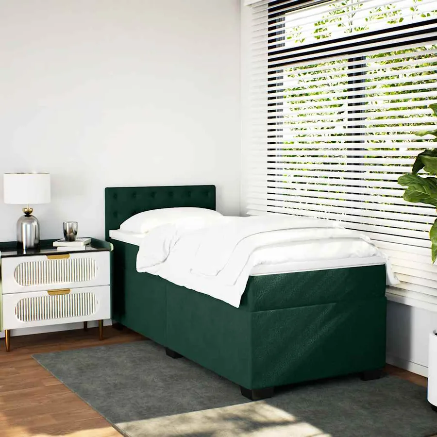 Sommier à lattes de lit avec matelas Vert foncé 100x200 cm - 5