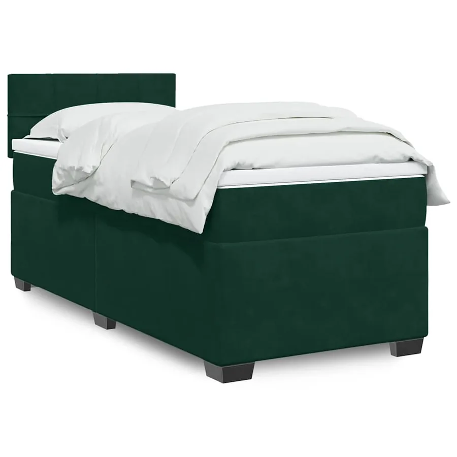 Sommier à lattes de lit avec matelas Vert foncé 100x200 cm