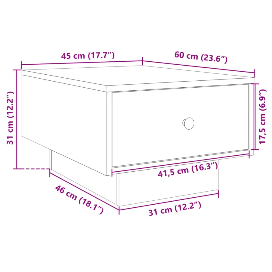 Table basse gris béton 60x45x31 cm bois d'ingénierie - 10