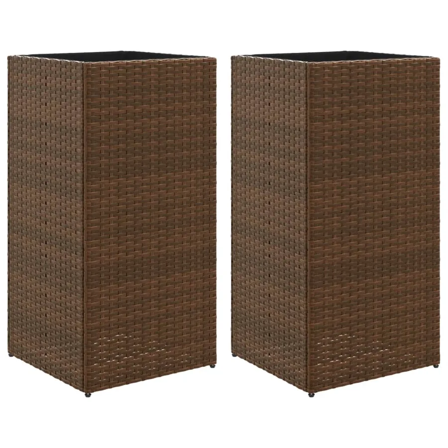 Jardinières 2 pcs marron 40x40x80 cm résine tressée - 2