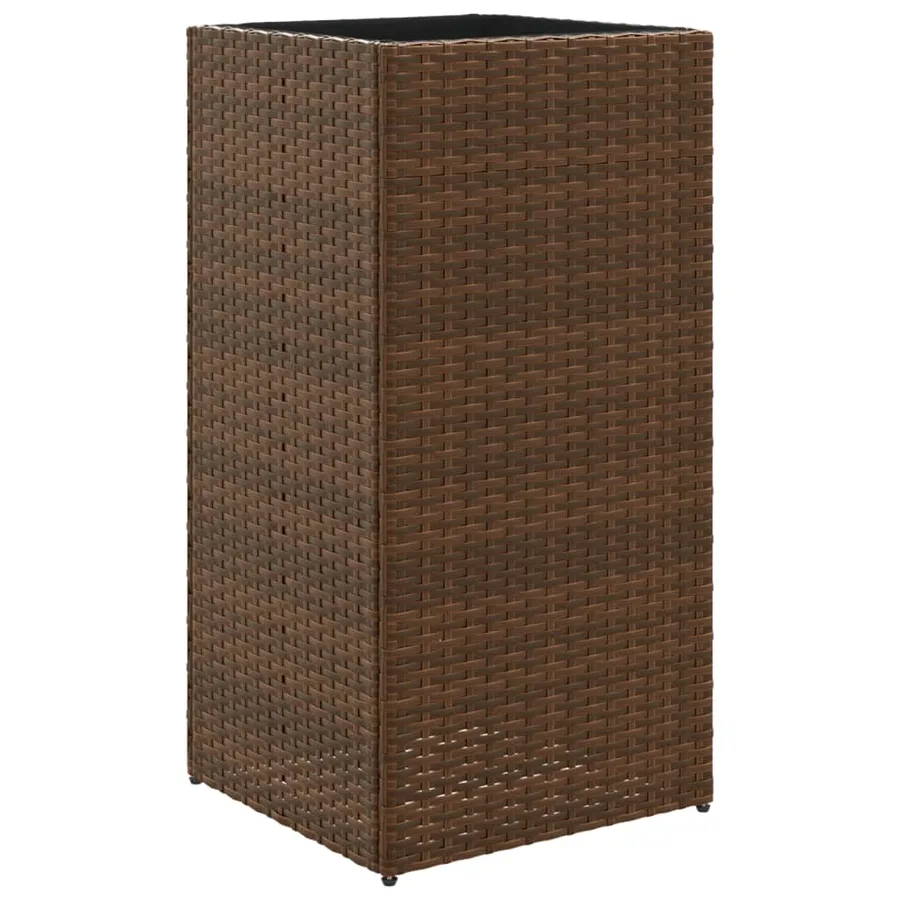 Jardinières 2 pcs marron 40x40x80 cm résine tressée - 5