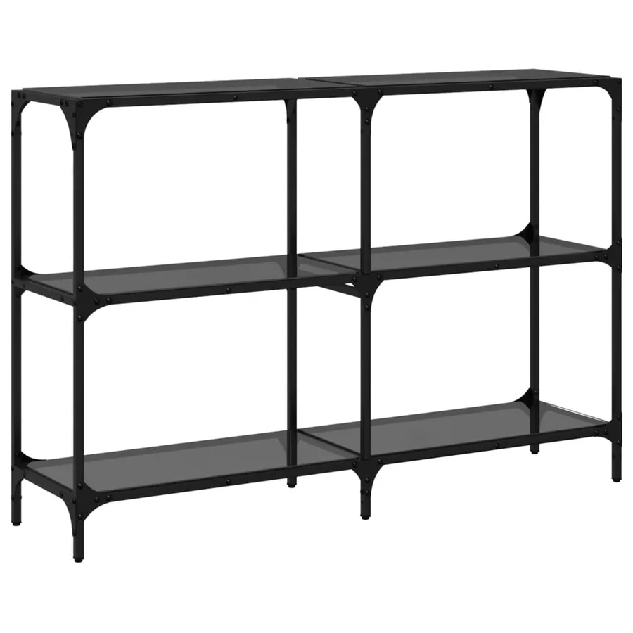 Table console avec dessus en verre noir 118,5x30x81 cm acier - 6