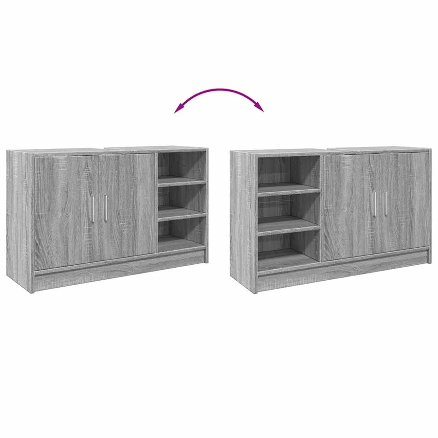 Armoire d'évier sonoma gris 90x29x55 cm bois d'ingénierie - 8