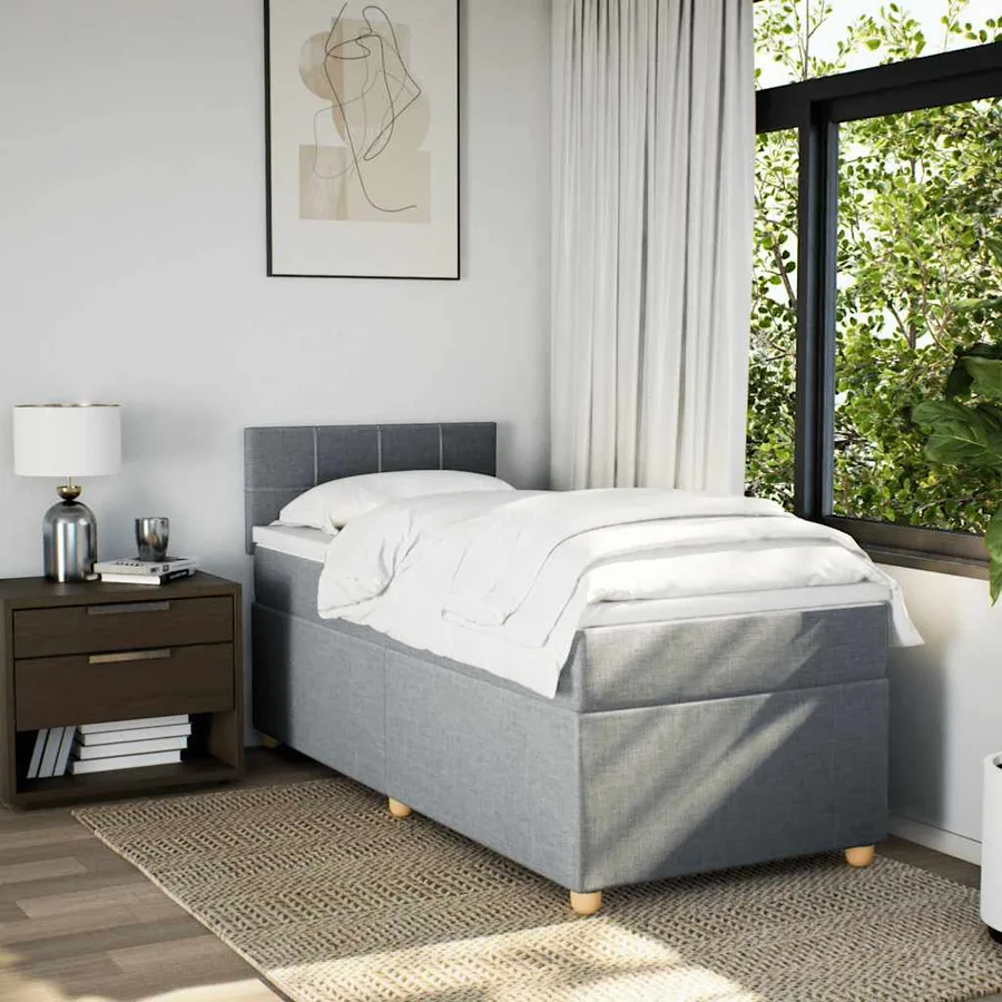 Sommier à lattes de lit avec matelas gris clair 80x200 cm tissu - 3