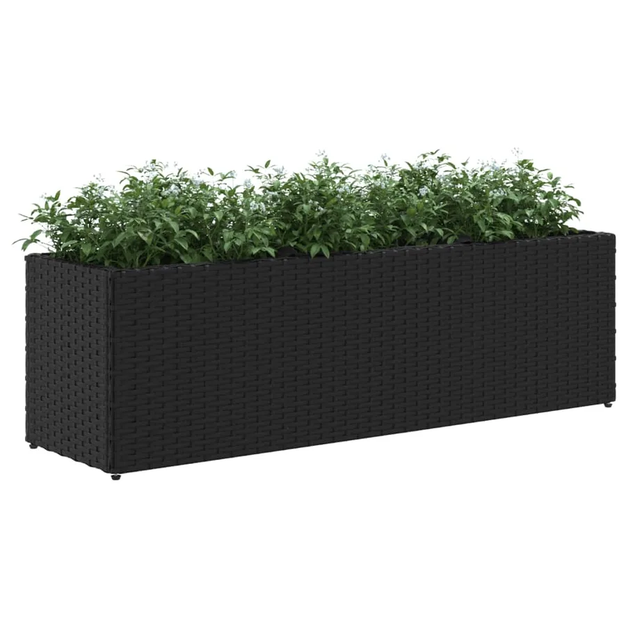 Jardinières avec 3 pots 2 pcs noir 105x30x32 cm résine tressée - 4