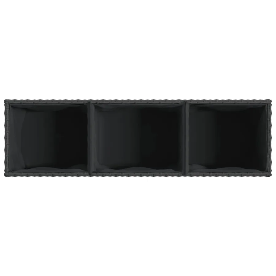Jardinières avec 3 pots 2 pcs noir 105x30x32 cm résine tressée - 9